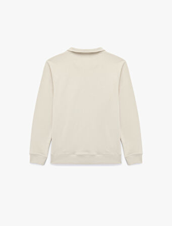 Uzun Kollu Şardonlu Basic Yarım Fermuarlı Sweatshirt