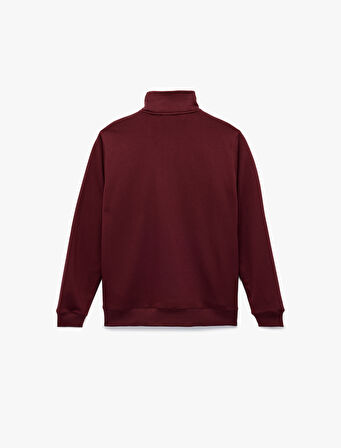 Uzun Kollu Şardonlu Basic Yarım Fermuarlı Sweatshirt