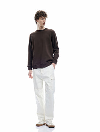 Pamuklu Uzun Kollu Bisiklet Yaka Erkek Basic Sweatshirt