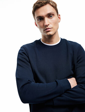 Pamuklu Uzun Kollu Bisiklet Yaka Erkek Basic Sweatshirt