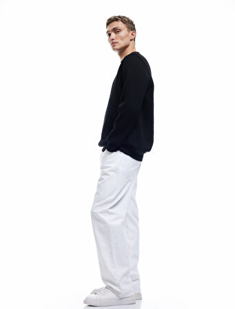 Pamuklu Uzun Kollu Bisiklet Yaka Erkek Basic Sweatshirt