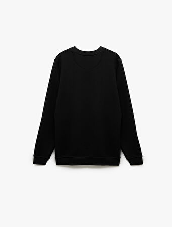 Pamuklu Uzun Kollu Bisiklet Yaka Erkek Basic Sweatshirt