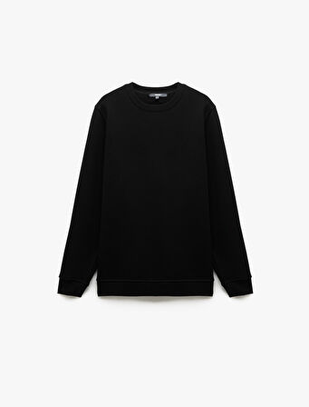 Pamuklu Uzun Kollu Bisiklet Yaka Erkek Basic Sweatshirt