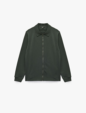 Regular Fit Uzun Kollu Şardonlu Fermuarlı Hırka