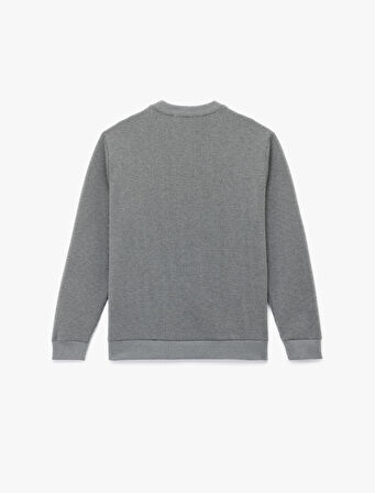 Dokulu Uzun Kollu Basic Bisiklet Yaka Sweatshirt