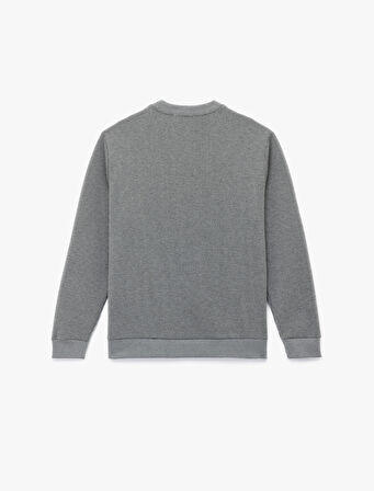 Dokulu Uzun Kollu Basic Bisiklet Yaka Sweatshirt