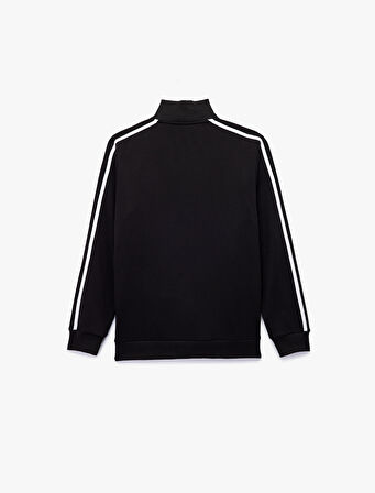 Regular Fit Uzun Kollu Biyeli Dik Yaka Fermuarlı Hırka