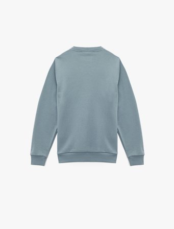 Uzun Kollu Bisiklet Yaka Şardonlu Baskılı Sweatshirt