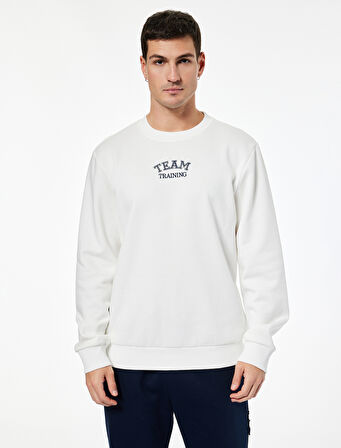 Regular Fit Uzun Kollu Nakışlı Bisiklet Yaka Sweatshirt