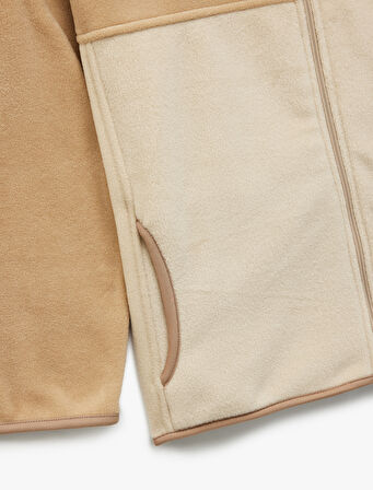 Dik Yaka Uzun Kollu Fermuarlı Polar Sweatshirt