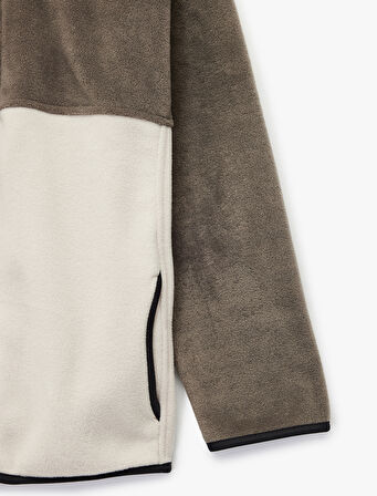 Dik Yaka Uzun Kollu Fermuarlı Polar Sweatshirt