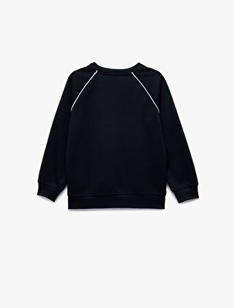 Uzun Reglan Kol Bisiklet Yaka Oversize Baskılı Sweatshirt