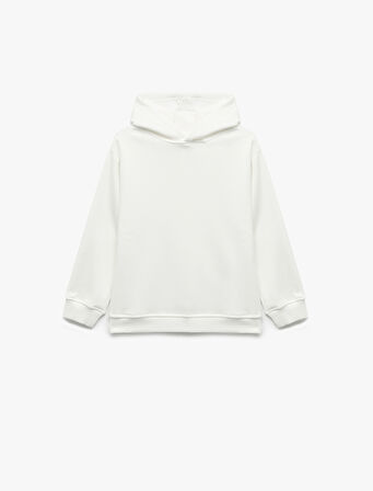 Oversize Şardonlu Uzun Kollu Basic Kapşonlu Sweatshirt