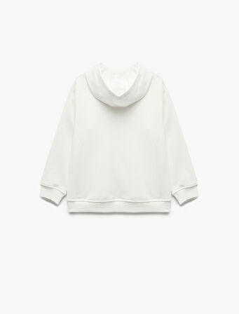 Oversize Şardonlu Uzun Kollu Basic Kapşonlu Sweatshirt