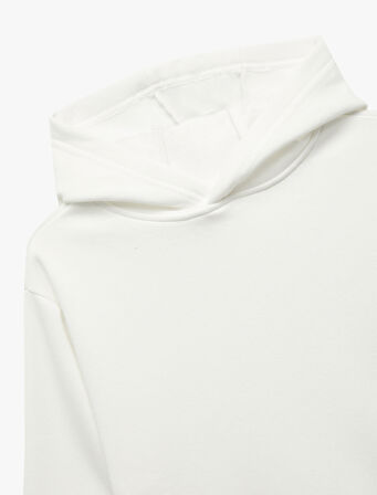 Oversize Şardonlu Uzun Kollu Basic Kapşonlu Sweatshirt