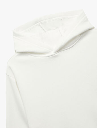 Oversize Şardonlu Uzun Kollu Basic Kapşonlu Sweatshirt