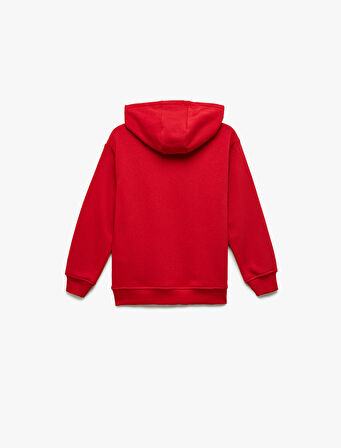 Oversize Şardonlu Uzun Kollu Basic Kapşonlu Sweatshirt