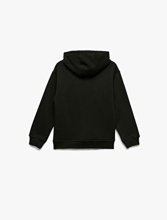 Oversize Şardonlu Uzun Kollu Basic Kapşonlu Sweatshirt