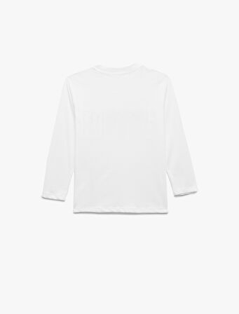 Uzun Kollu Bisiklet Yaka Pamuklu Cumhuriyet Baskılı Tişört