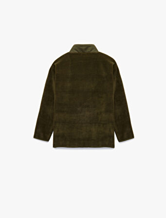Fermuarlı Uzun Kollu Dik Yaka Polar Sweatshirt