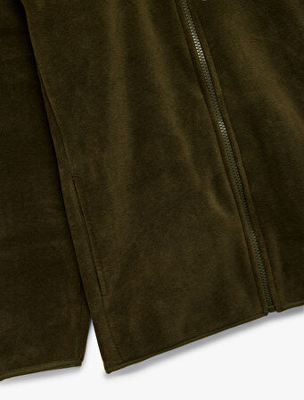 Fermuarlı Uzun Kollu Dik Yaka Polar Sweatshirt