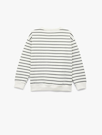 Uzun Kollu Bisiklet Yaka Pamuklu Şardonlu Oversize Sweatshirt