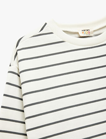 Uzun Kollu Bisiklet Yaka Pamuklu Şardonlu Oversize Sweatshirt