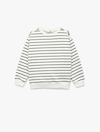 Uzun Kollu Bisiklet Yaka Pamuklu Şardonlu Oversize Sweatshirt