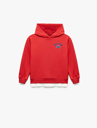 Pamuklu Uzun Kollu Baskılı Kapşonlu Sweatshirt