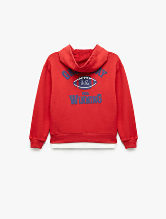 Pamuklu Uzun Kollu Baskılı Kapşonlu Sweatshirt