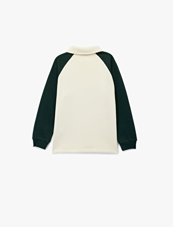 Uzun Kollu Polo Yaka Nakışlı Sweatshirt