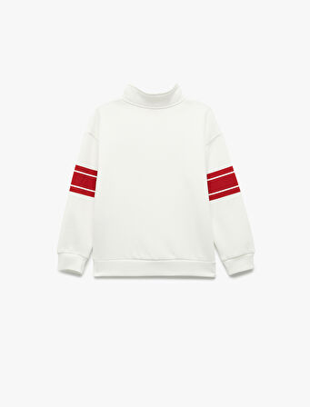 Şardonlu Uzun Kollu Yarım Fermuarlı Dik Yaka Sweatshirt