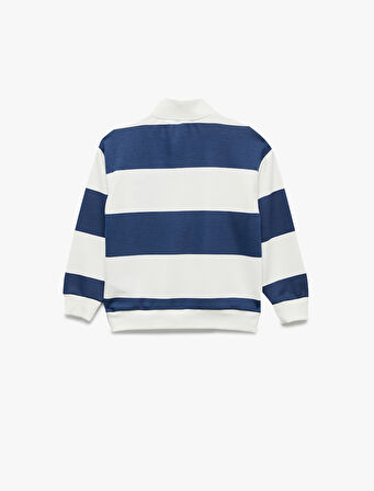 Dik Yaka Uzun Kollu Yarım Fermuarlı Oversize Sweatshirt
