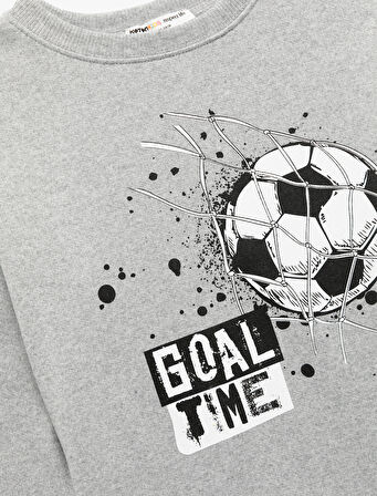 Uzun Kollu Bisiklet Yaka Baskılı Sweatshirt