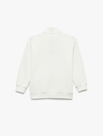 Dik Yaka Uzun Kollu Fermuarlı Sweatshirt