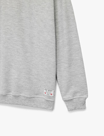 Şardonlu Uzun Kollu Basic Yarım Fermuarlı Dik Yaka Sweatshirt