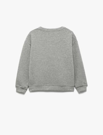 Uzun Kollu Bisiklet Yaka Şardonlu Basic Sweatshirt