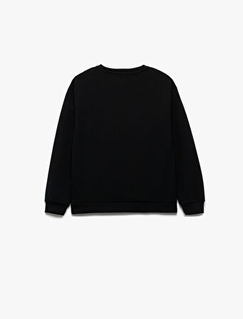 Uzun Kollu Bisiklet Yaka Şardonlu Basic Sweatshirt
