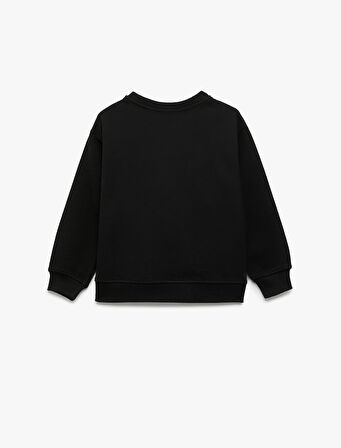 Uzun Kollu Bisiklet Yaka Şardonlu Basic Sweatshirt