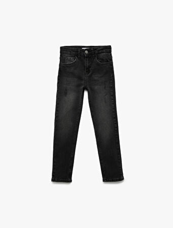 Pamuklu Cepli Slim Fit Denim Pantolon