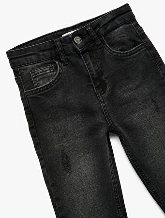 Pamuklu Cepli Slim Fit Denim Pantolon