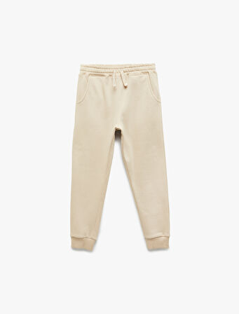 Pamuklu Beli Bağcıklı Şardonlu Jogger Eşofman Altı 