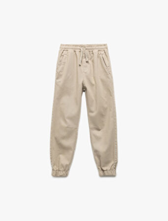 Pamuklu Beli Bağcıklı Basic Jogger Pantolon