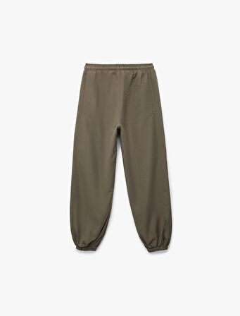 Cepli Beli Lastikli Bağlamalı Loose Fit Jogger Paraşüt Pantolon