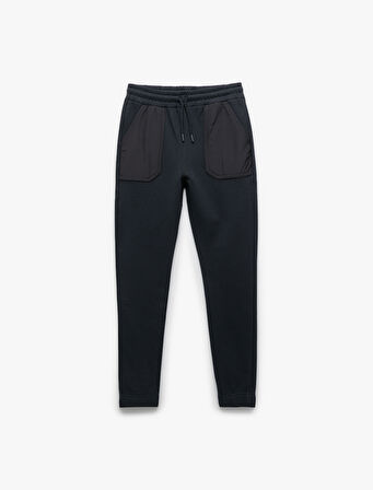 Cep Detaylı Şardonlu Beli Bağlamalı Pantolon Görünümlü Eşofman Altı