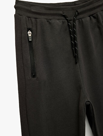 Fermuar Detaylı Pamuklu Beli Bağlamalı Basic Eşofman Altı 