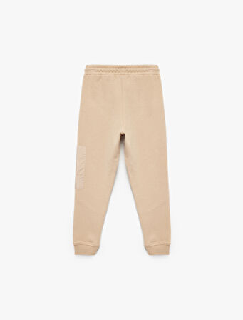 Üç İplik Şardonlu Baskılı Fermuar Cepli Beli Bağcıklı Jogger Eşofman Altı