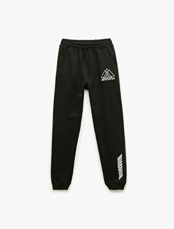 Beli Lastikli Baskı Detaylı Eşofman Altı