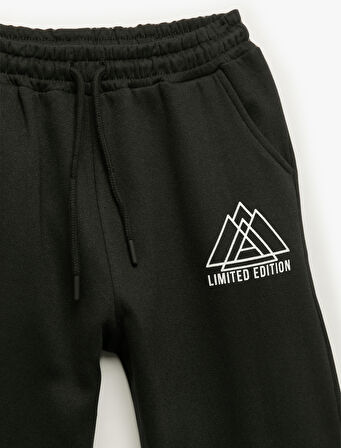 Beli Lastikli Baskı Detaylı Eşofman Altı