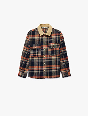 Uzun Kollu Cep Detaylı Ekoseli Oduncu Gömlek